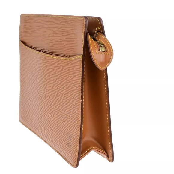 LOUIS VUITTON LV Pochette Homme Clutch Hand Bag Epi Leather Gold - Picture 2 of 14